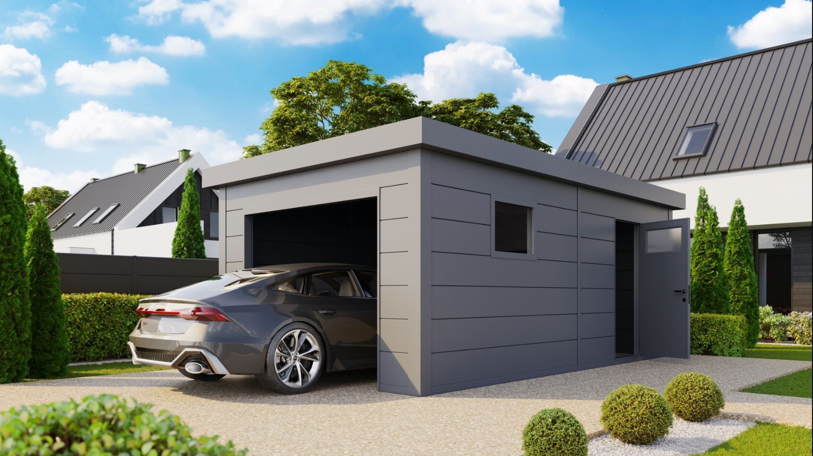 Foto van Telluria 3654G metalen garage