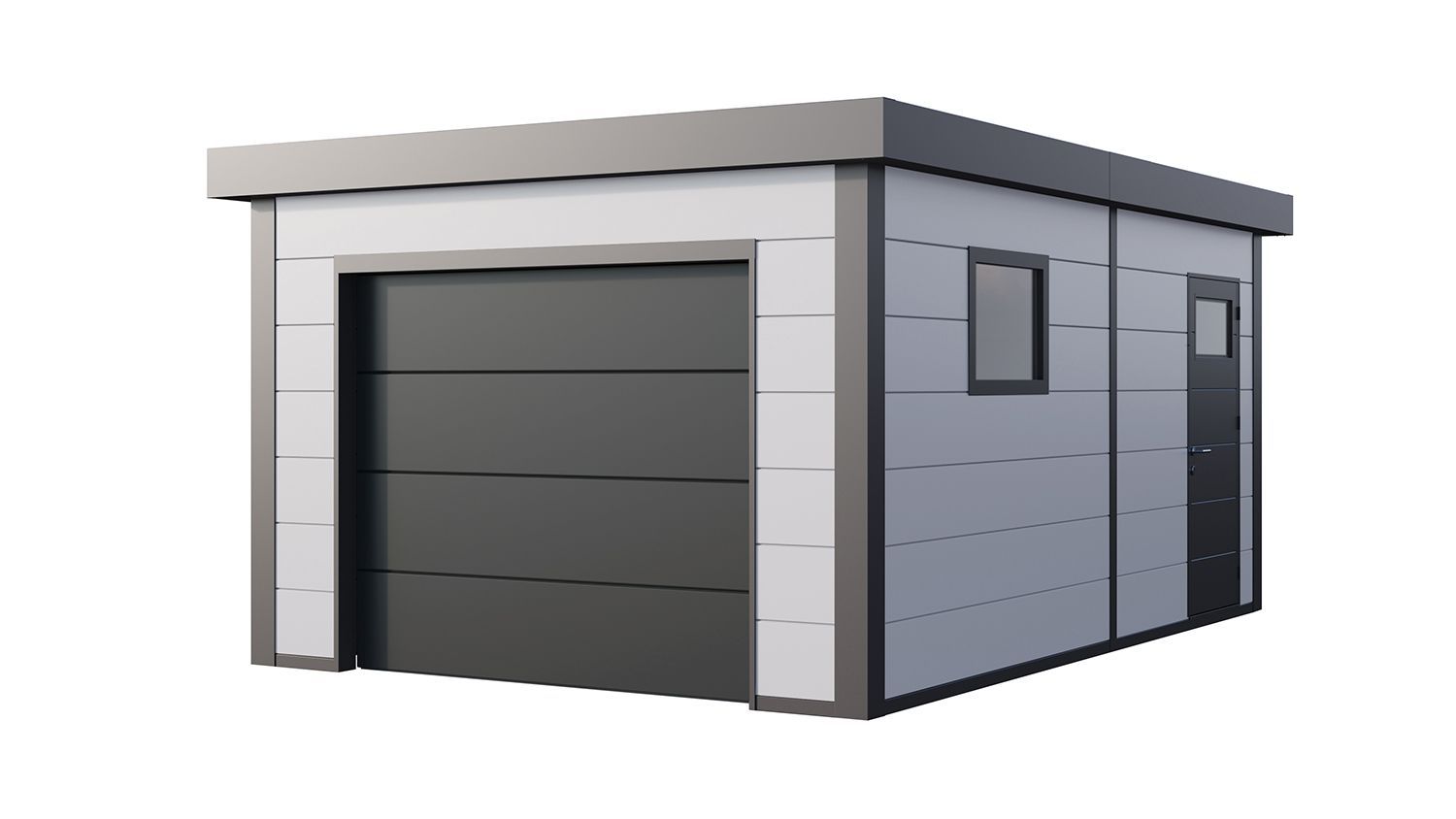 Foto van Telluria 3654G metalen garage - wit|antraciet