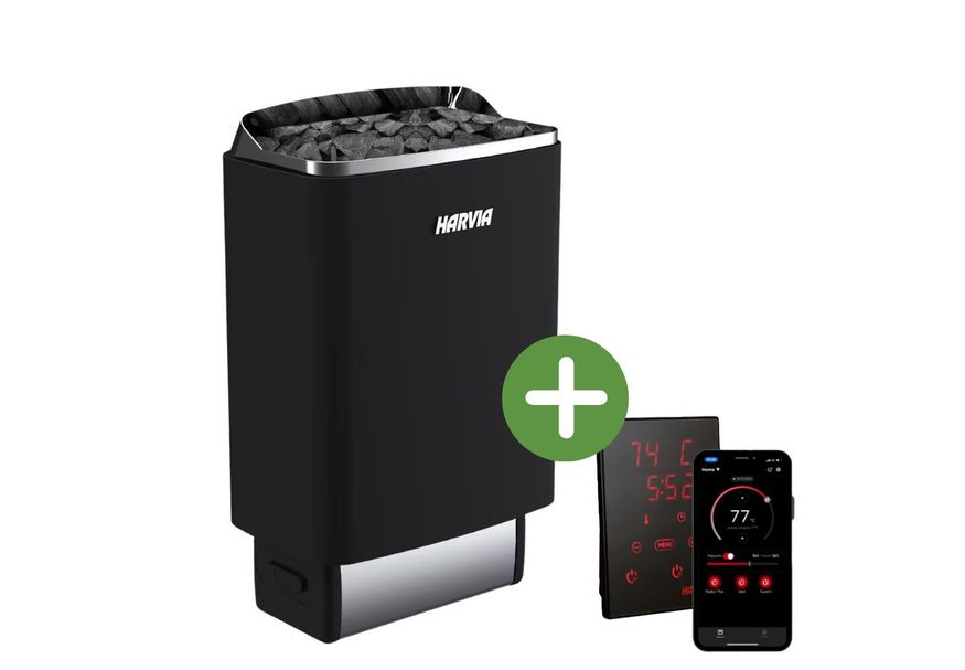 Foto von Harvia TopSteel M60E Saunaofen Schwarz + Xenio CX1704XW Wifi Steuerung