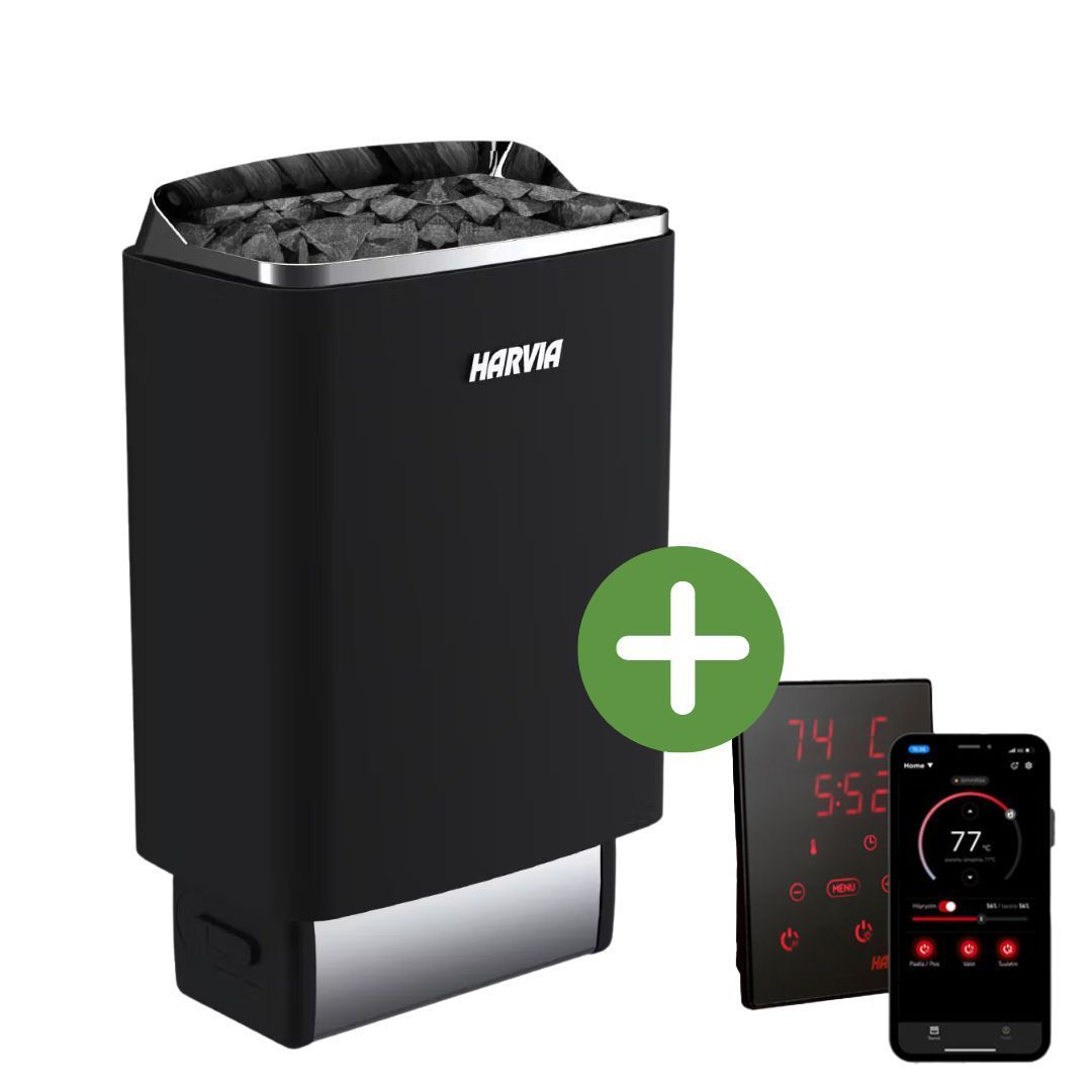 Foto der Harvia TopSteel M90E Saunaofen Schwarz + C90
