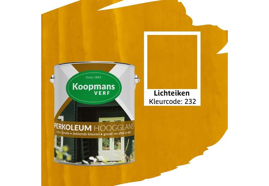 Koopmans Perkoleum, Lichteiken 232, 2,5L Hoogglans Foto van Koopmans Perkoleum, Lichteiken 232, 2,5L Hoogglans