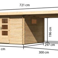 Foto der Karibu 91545 Gartenhaus Trittau 5 Seitenmarkise 300