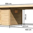Foto von Karibu Trittau 5 Gartenhaus mit Anbaudach 400 cm (91547)