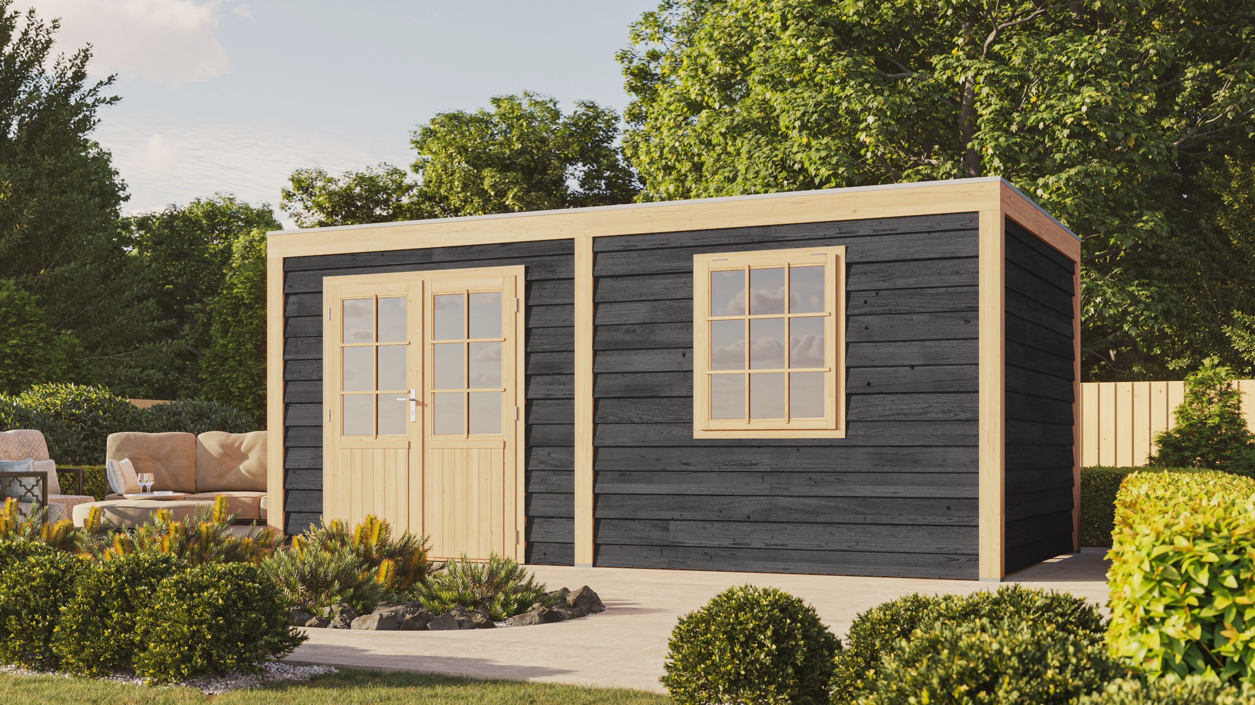 Foto der Woodacademy hölzernes Gartenhaus Borniet Essential Nero