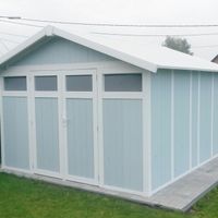 Foto van Grosfillex 22811137 UTILITY V11 kunststof tuinhuis grijs-blauw
