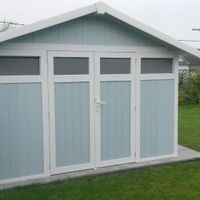 Foto van Grosfillex 22811137 UTILITY V11 kunststof tuinhuis grijs-blauw