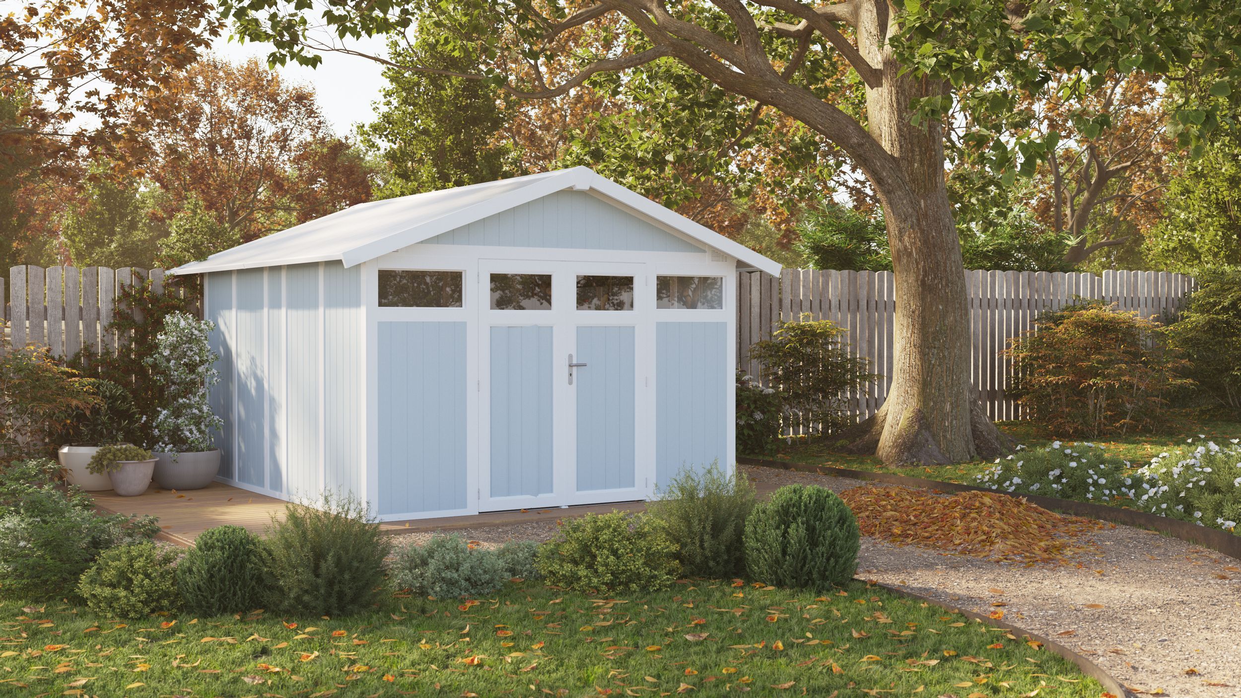 Foto van Grosfillex 22811137 UTILITY V11 kunststof tuinhuis grijs-blauw