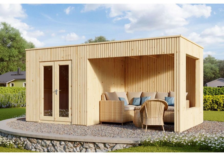 SmartShed tuinhuis met overkapping Ventana 6025 Foto van SmartShed tuinhuis met overkapping Ventana 6025