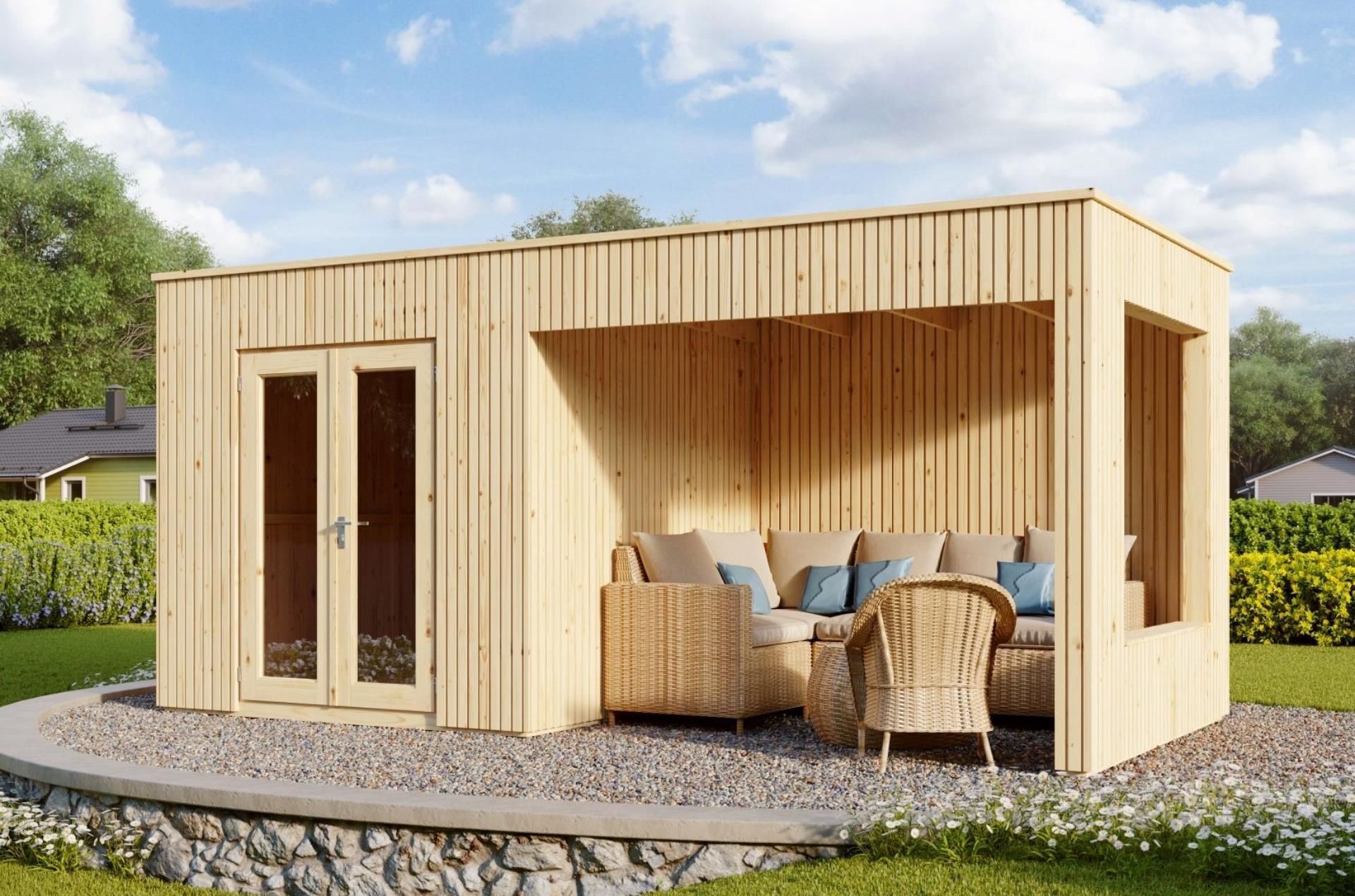 Foto der SmartShed Gartenhaus mit Terrasse Ventana