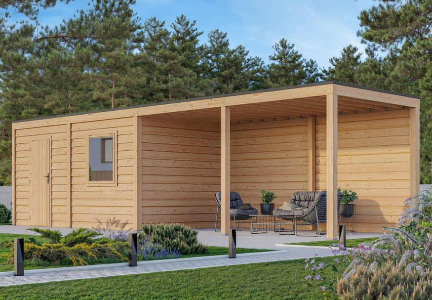 WoodAcademy Gartenhaus mit Überdachung Nefriet Essential 1180x400 cm Foto von WoodAcademy Gartenhaus mit Überdachung Nefriet Essential 1180x400 cm