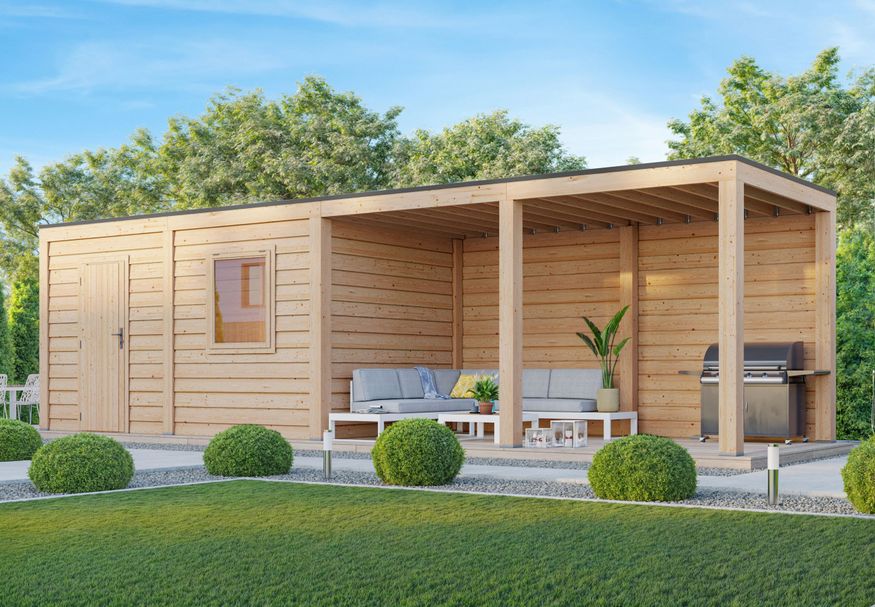 WoodAcademy Gartenhaus mit Überdachung Nefriet Excellent 980x400 cm Foto von WoodAcademy Gartenhaus mit Überdachung Nefriet Excellent 980x400 cm