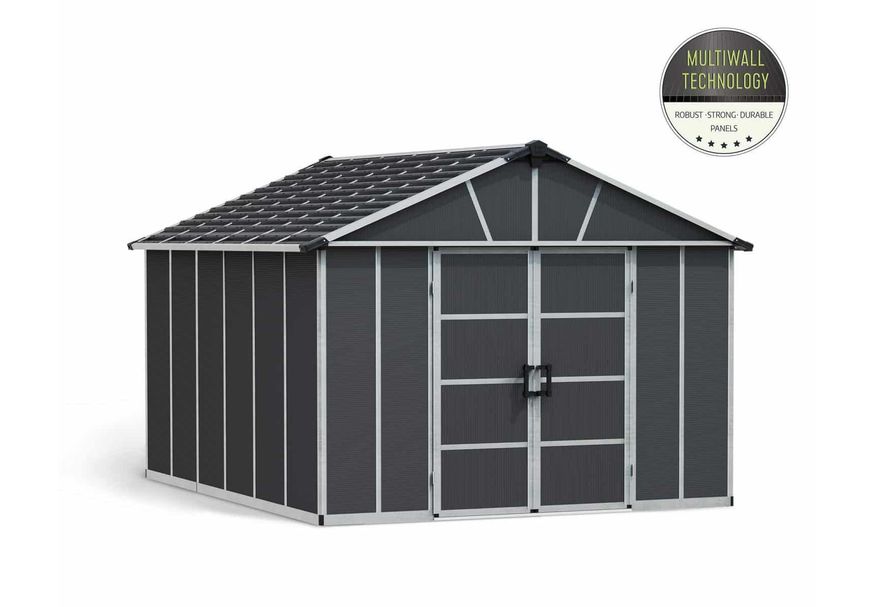 Palram – Canopia Yukon 11X13.1 S Dunkelgrau Shed with floor Foto von Palram – Canopia Yukon 11X13.1 S Dunkelgrau Shed with floor