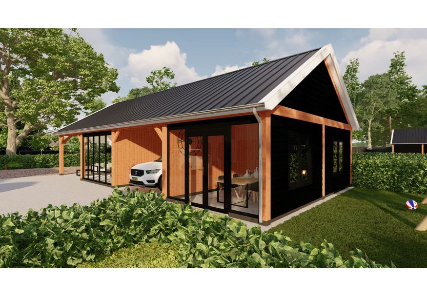 Trendhout buitenverblijf Zadeldak Select Modern 1630x810cm Foto van Trendhout buitenverblijf Zadeldak Select Modern 1630x810cm