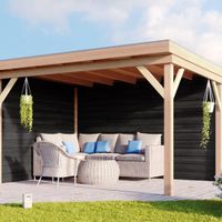Foto van WoodAcademy Wand Vuren 300 cm Zwart (133562)*