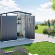 Foto van Biohort Panorama P1 metalen tuinhuis donkergrijs metallic dubbele deur