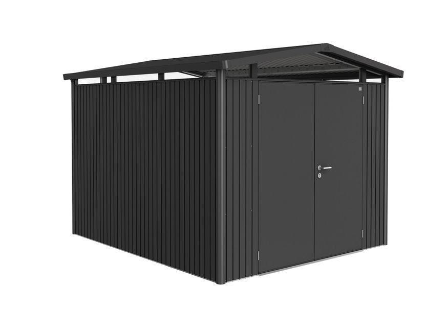 Biohort Panorama P5 metalen tuinhuis donkergrijs metallic dubbele deur Foto van Biohort Panorama P5 metalen tuinhuis donkergrijs metallic dubbele deur
