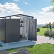 Foto van Biohort Panorama P1 metalen tuinhuis donkergrijs metallic enkele deur