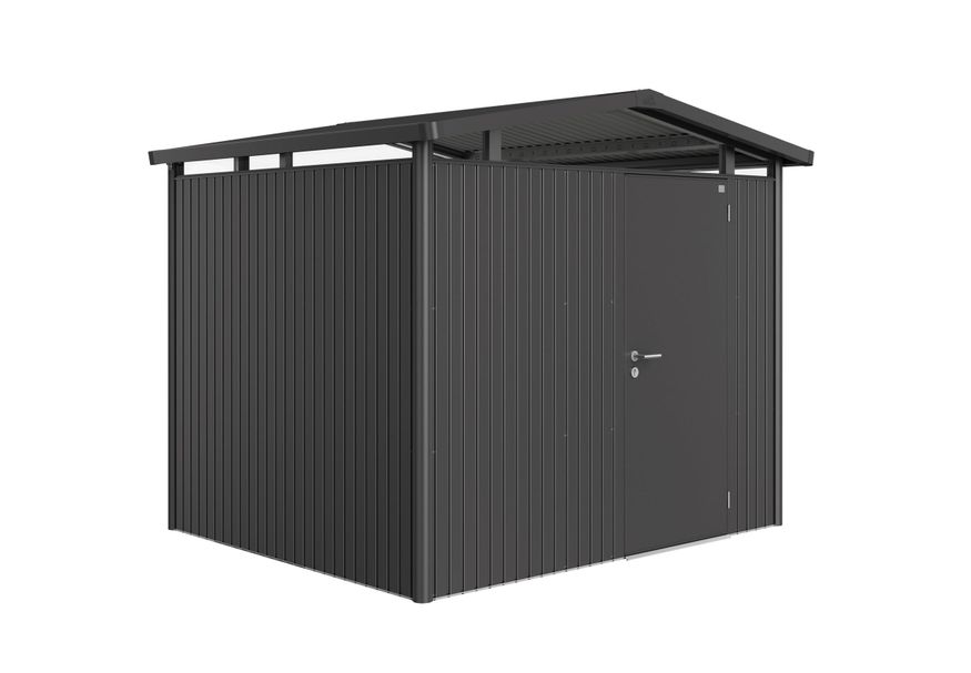 Biohort Panorama P3 metalen tuinhuis donkergrijs metallic enkele deur Foto van Biohort Panorama P3 metalen tuinhuis donkergrijs metallic enkele deur