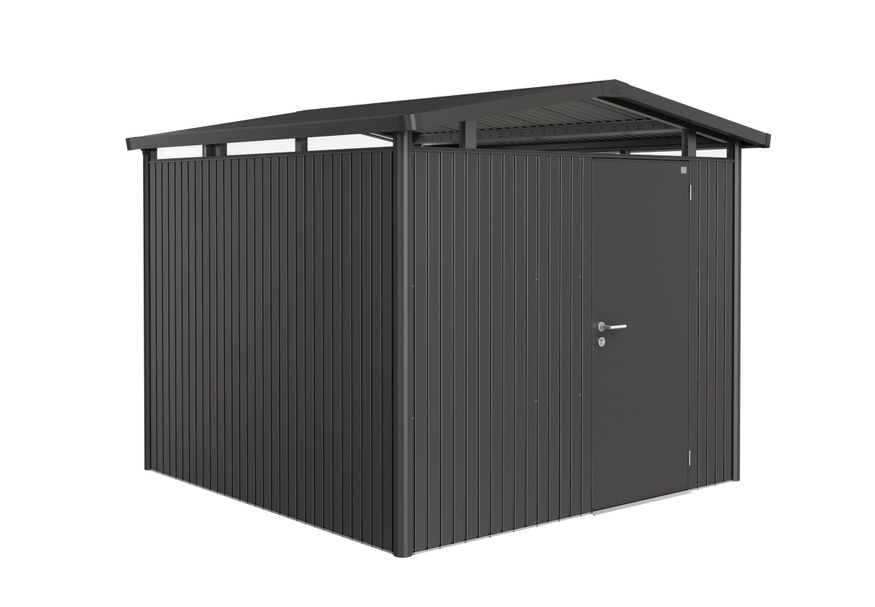Biohort Panorama P4 metalen tuinhuis donkergrijs metallic enkele deur Foto van Biohort Panorama P4 metalen tuinhuis donkergrijs metallic enkele deur