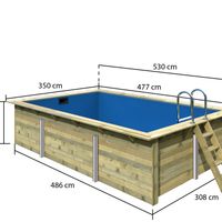 Foto van Karibu houten zwembad Classic 3 met blauwe liner + skimmer