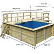 Foto van Karibu houten zwembad Classic 1B 462 x 353 x 124 cm - blauwe liner + skimmer + terras