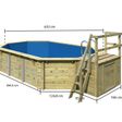 Foto van Karibu houten zwembad 4B 690 x 400 x 124 cm - blauwe liner + skimmer + terras