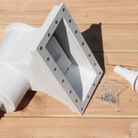 Foto van Karibu houten zwembad X1 met blauwe liner + skimmer