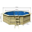 Foto van Karibu houten zwembad X2 470 x 470 x 124 cm met blauwe liner + skimmer