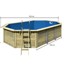 Foto van Karibu houten zwembad X4 met blauwe liner + skimmer