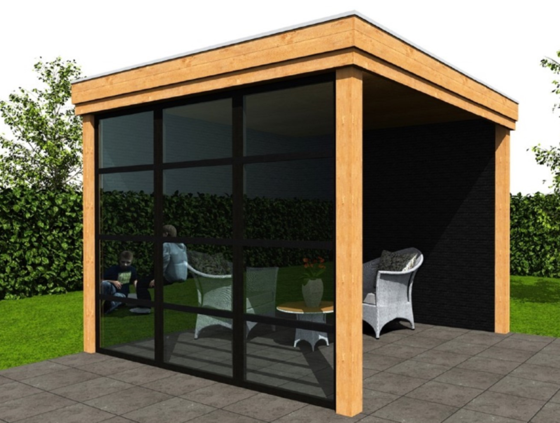 Foto der WoodAcademy Seitenwand 400 cm Glas mit Stab