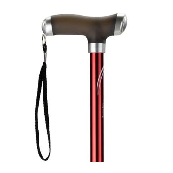 Foto van Wandelstok met siliconen handvat rood