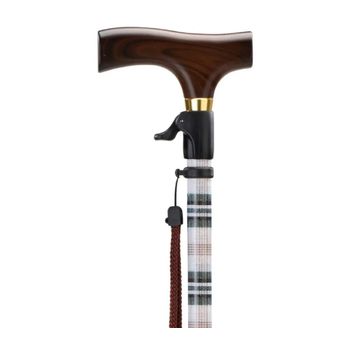 Foto van Wandelstok met drukknopbediening beige/geruit