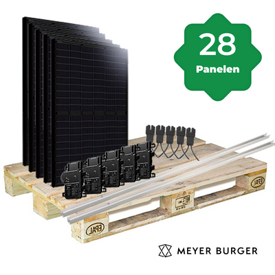28 Zonnepanelen 10640Wp Meyer Burger Schuin Dak Staal Damwand Landscape/Enphase IQ8+ Micro-Omvormer