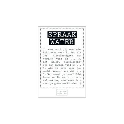 Foto van FLESSENWERK - spraak water - water zonder koolzuur