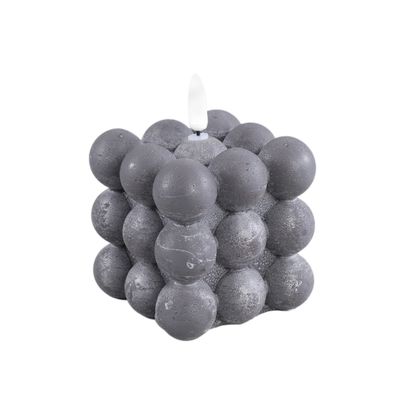 Foto van PTMD - Led Light Candle Swish Grey Bubble Shaped Flickeri 