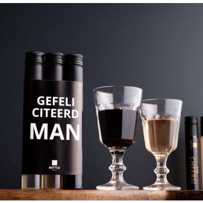 Tweede foto van FLESSENWERK - Gefeliciteerd man - 3 wijntubes