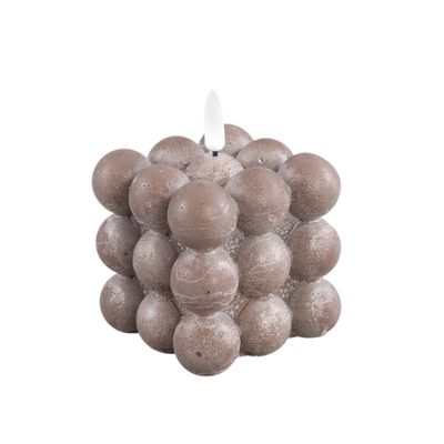 Foto van PTMD - Led Light Candle Brown Bubble Shaped Flickeri 
