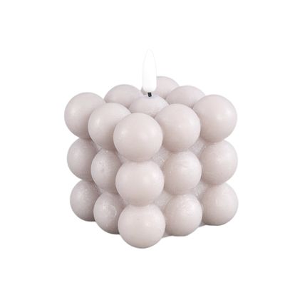 Foto van PTMD - Led Light Candle Beige Bubble Shaped Flickeri