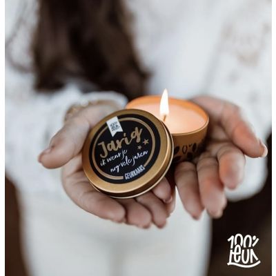 Tweede foto van 100% LEUK - Geurkaars - Jarig, ik wens je nog vele jaren