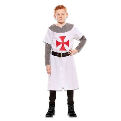 Foto van Middeleeuwse wit ridder kostuum jongen