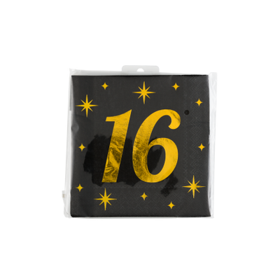 Foto van Servetten 16 jaar Zwart Goud