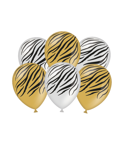 Ballonnen metallic zebra (30cm) 6st