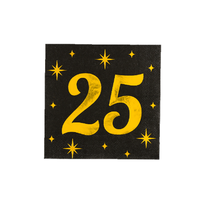 Foto van Servetten 25 jaar Zwart Goud