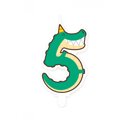 Foto van Jungle Verjaardagskaars - Cijfer 5 Krokodil