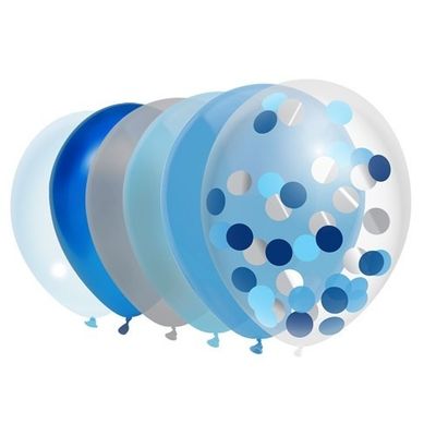 Foto van Ballonnen Sky Blue Confetti Assorti (30CM) 10st
