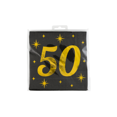Foto van Servetten 50 jaar Zwart Goud