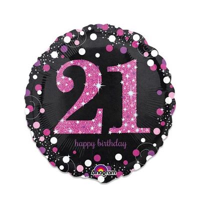 Folieballon 21 jaar roze