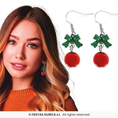 Foto van Oorbellen Kerstbal en Strikje