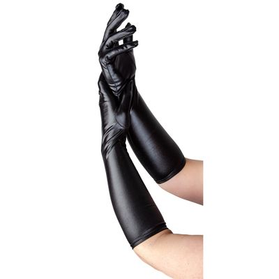 Foto van Metallic Lange Handschoenen Zwart