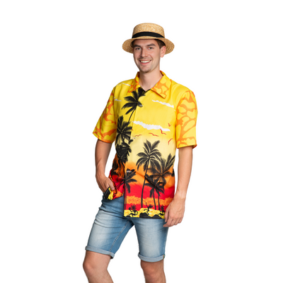 Foto van Miami Vice Shirt Geel Palmbomen